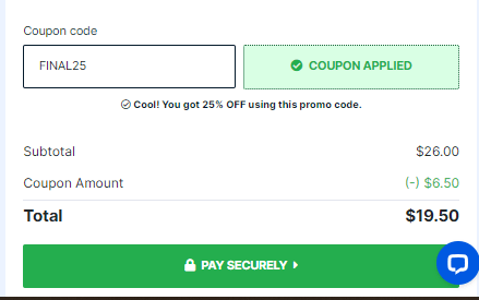 Coupon code applied