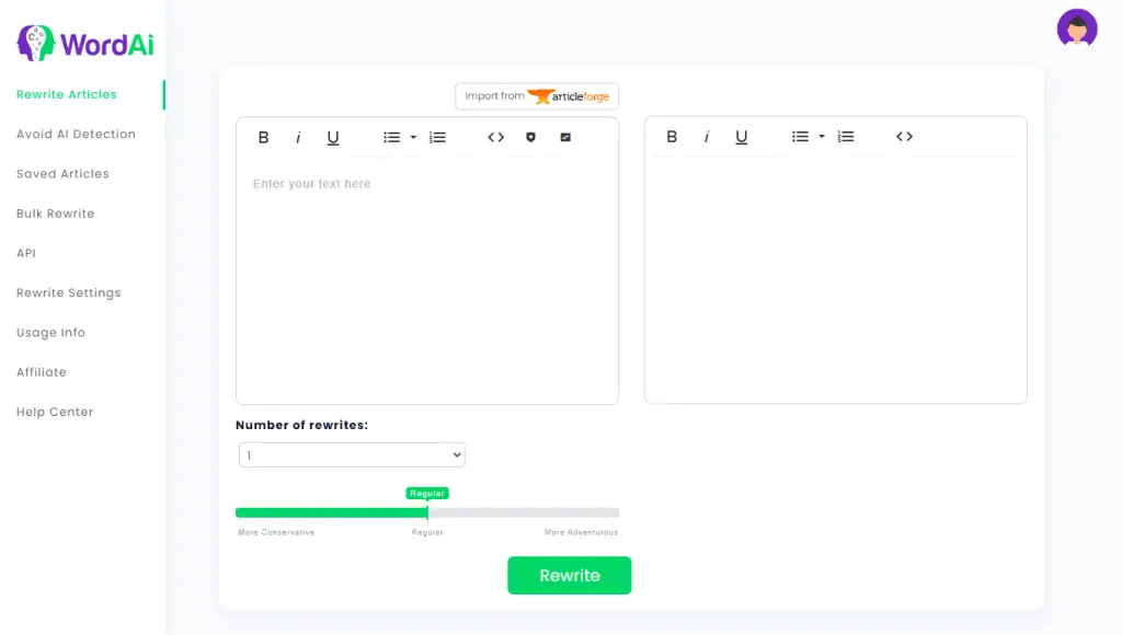 WordAi Article Rewriter Tool