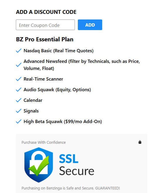 Benzinga Pro How To Apply Promo Code