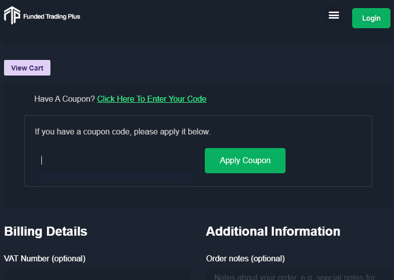 Funded Trading Plus Apply Coupon Code At Checkout